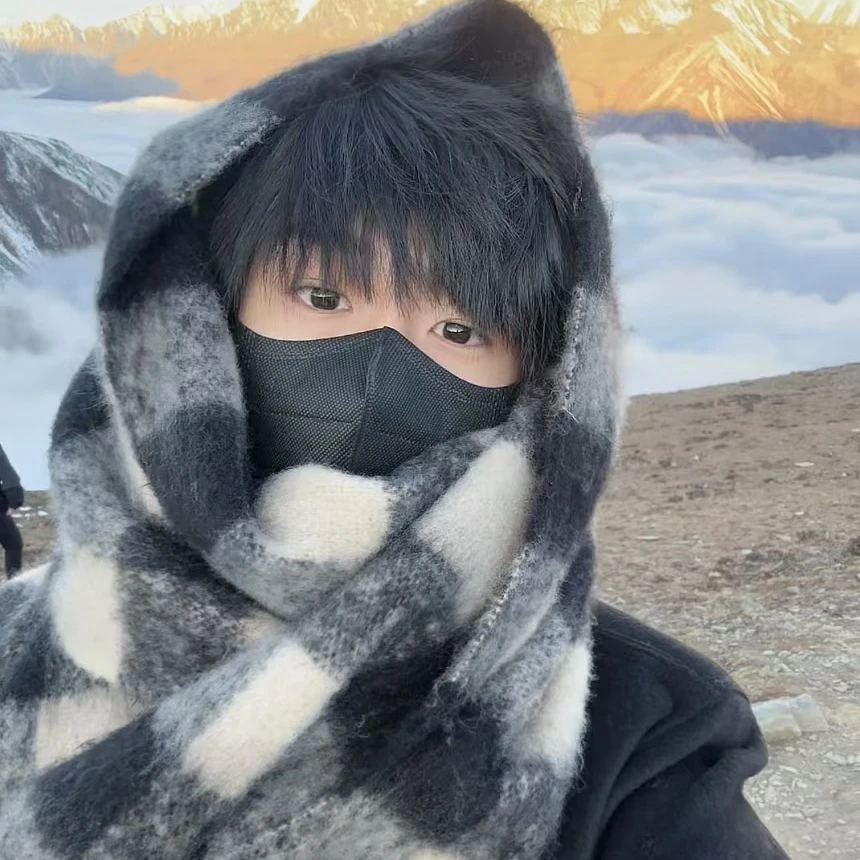 Honey Puppy流苏条纹格子保暖ins围巾氛围感百搭学生围脖奇妙国国