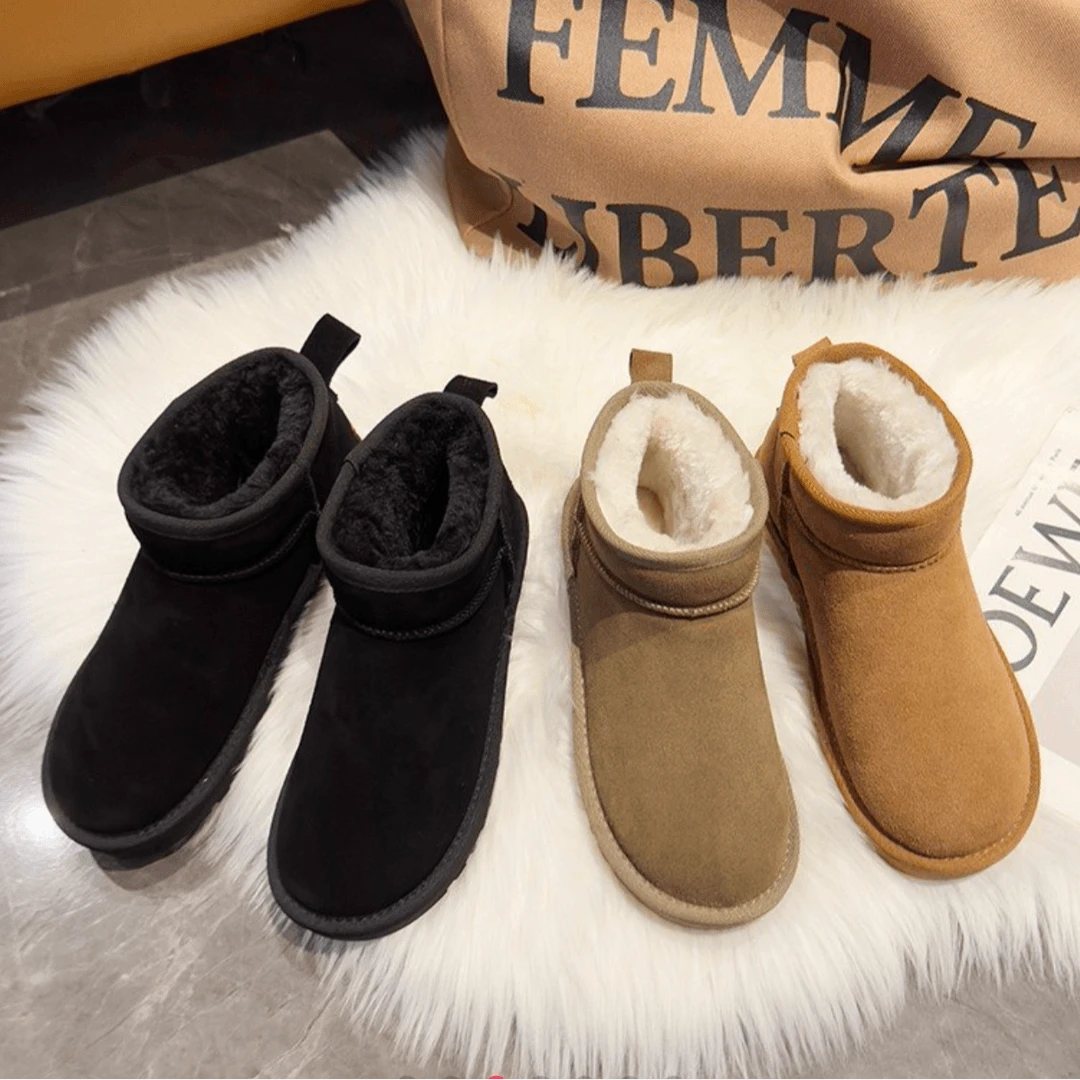 斐又2024冬季真皮加绒加厚经典百搭时尚薄底雪地靴1818