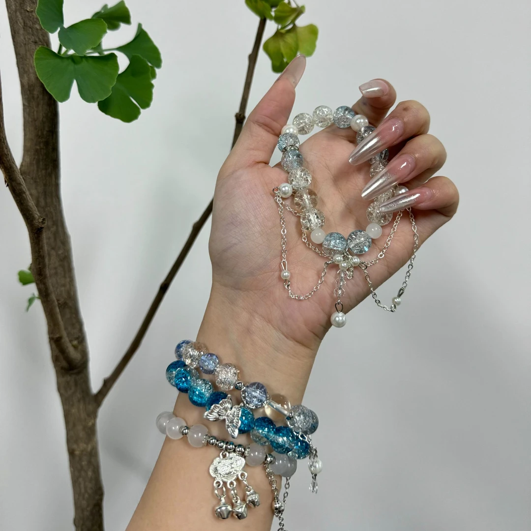 合金琉璃手链 合金琉璃手链多样性发货中式蝴蝶串珠手链女轻奢高