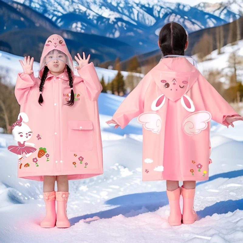 儿童雨衣男童小孩女童宝宝带书包位大童雨披幼儿园小学生上学雨披
