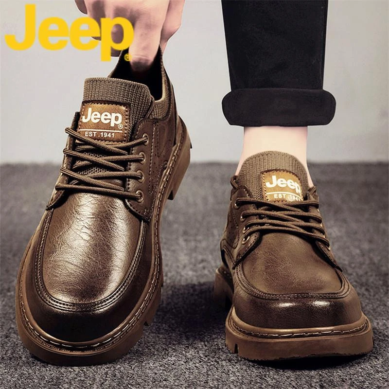Jeep吉普男鞋男士商务正装休闲皮鞋2025秋冬新款高端通勤工装鞋子