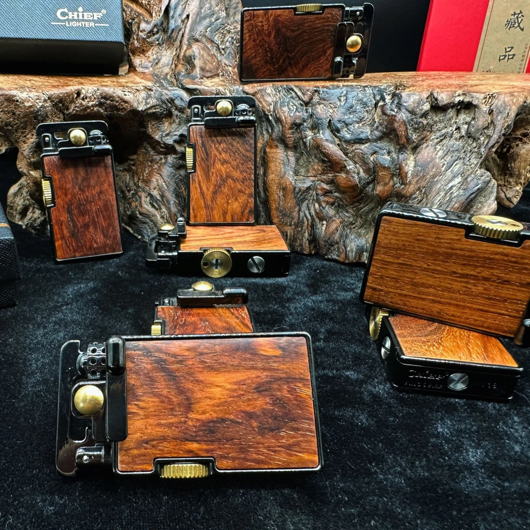 红木天花板降香黄檀越南黄花首领718摇臂高端原木煤油创意打火机