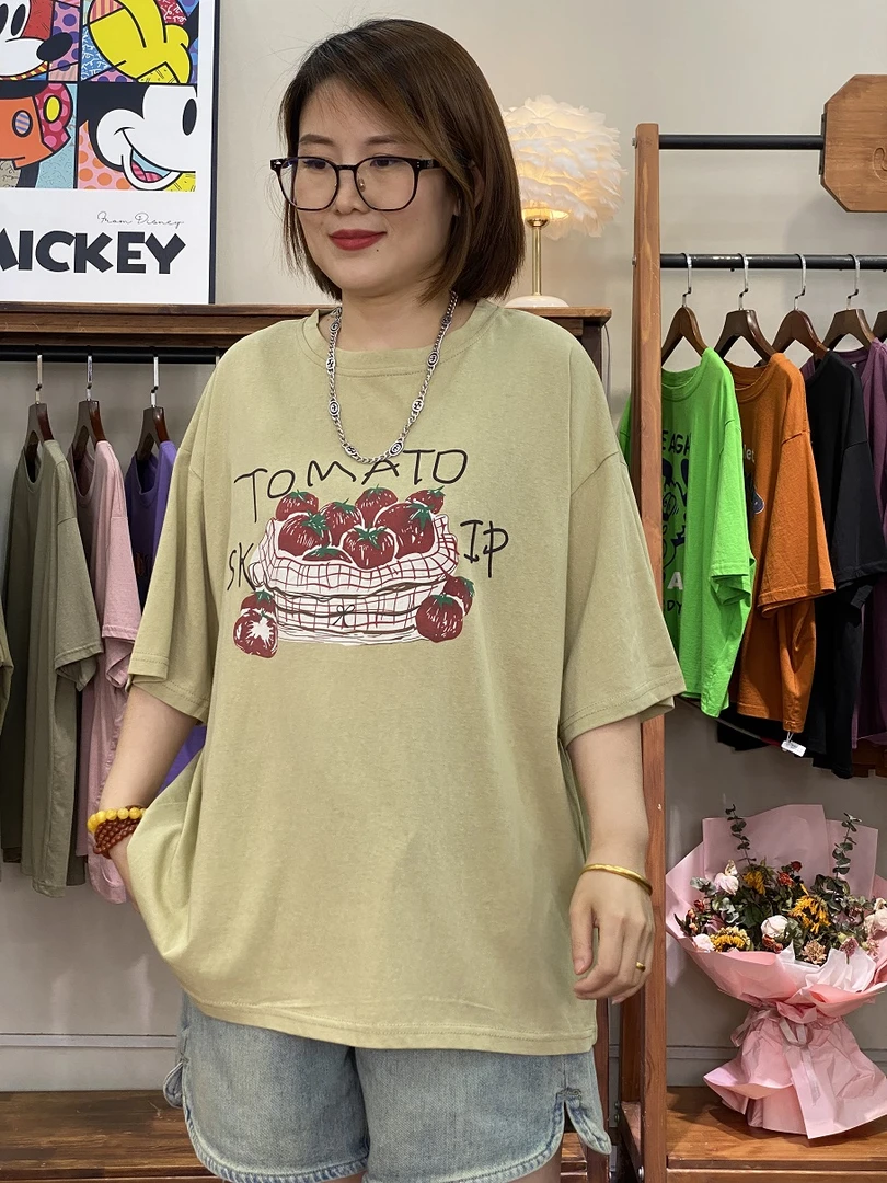 T恤-10452大码女装新夏寒冰棉轻薄胖MM文艺宽松显瘦百搭休闲大版