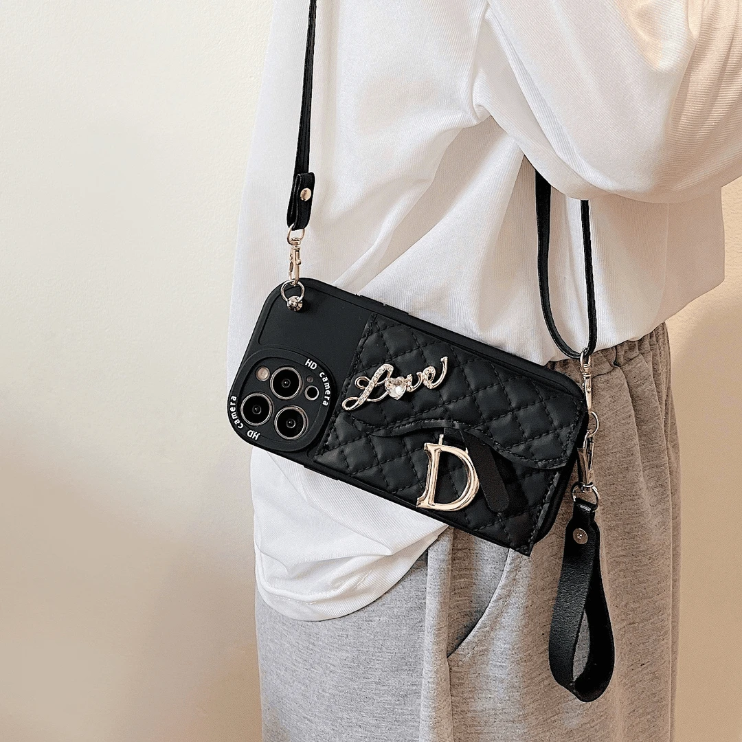 小香风字母零钱卡包适用【iPhone/vivo/OPPO/华为/小米】斜挎手机壳