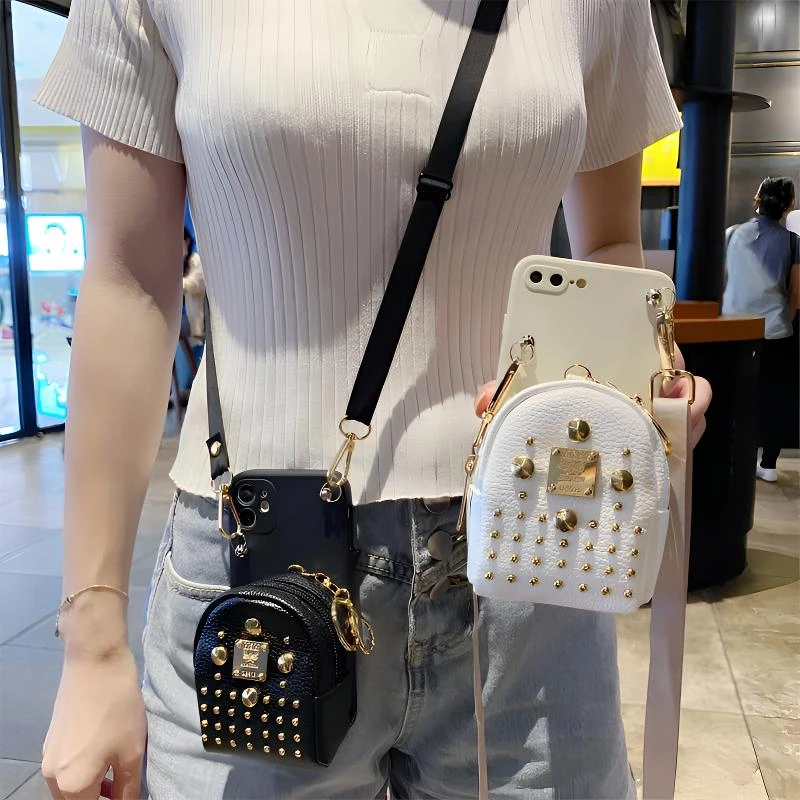 适用于【iPhone/vivo/OPPO/华为/小米】柳丁零钱书包女款可背手机壳