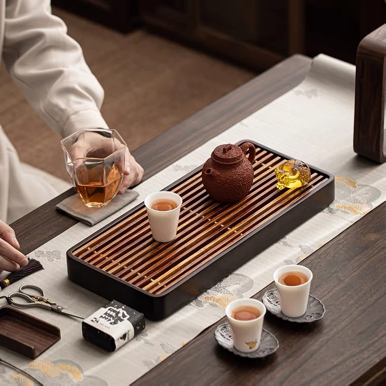 鸡翅木实木茶盘长方形茶台茶海茶具沥水排水储水托盘干泡台家用