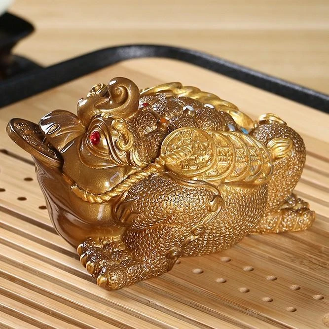 金蟾大号变色茶宠摆件茶具家用创意茶道蟾蜍茶玩手工茶具个性遇热