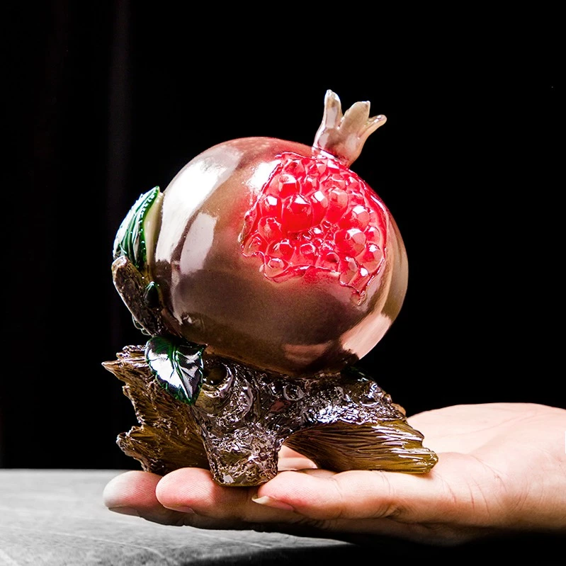 创意变色茶宠摆件仿生茶玩大石榴变色茶道茶玩宠物家用手工茶具