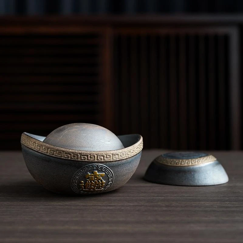 元宝茶漏粗陶茶道过滤家用功夫配件茶水分离陶瓷茶桌摆件创意简约