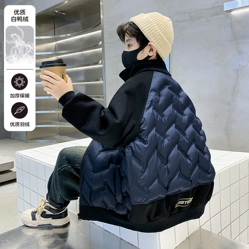 男童轻薄羽绒服外套秋冬季2023新款儿童装韩版校服内搭白鸭绒潮牌