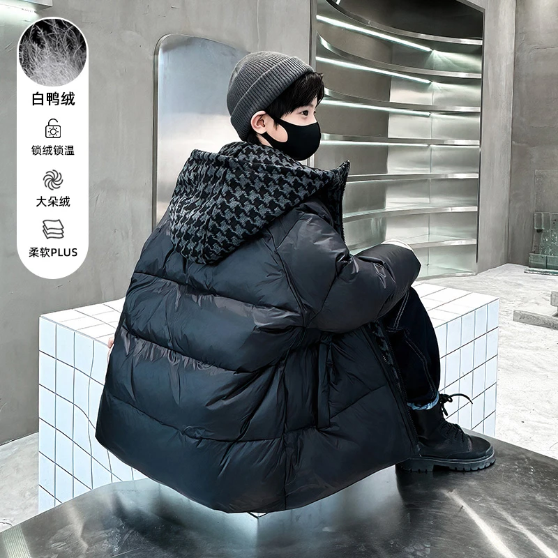 儿童男童装冬季保暖免洗羽绒服2023新款中大童加厚假两件韩版外套