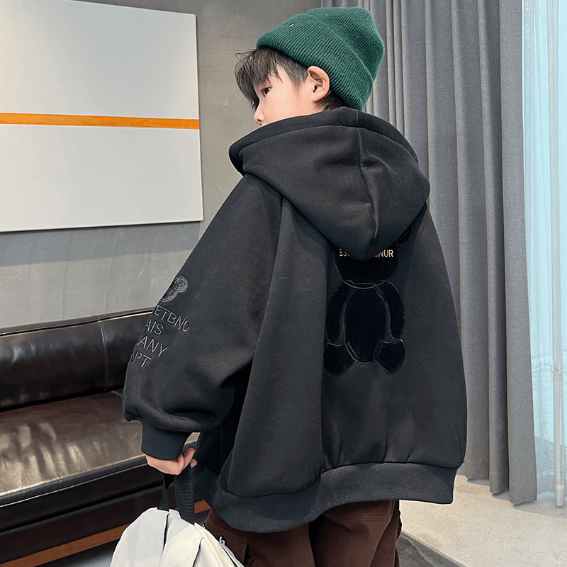 童装男童加绒外套秋冬款2023新款儿童冬装男孩冬季夹棉大童加厚潮