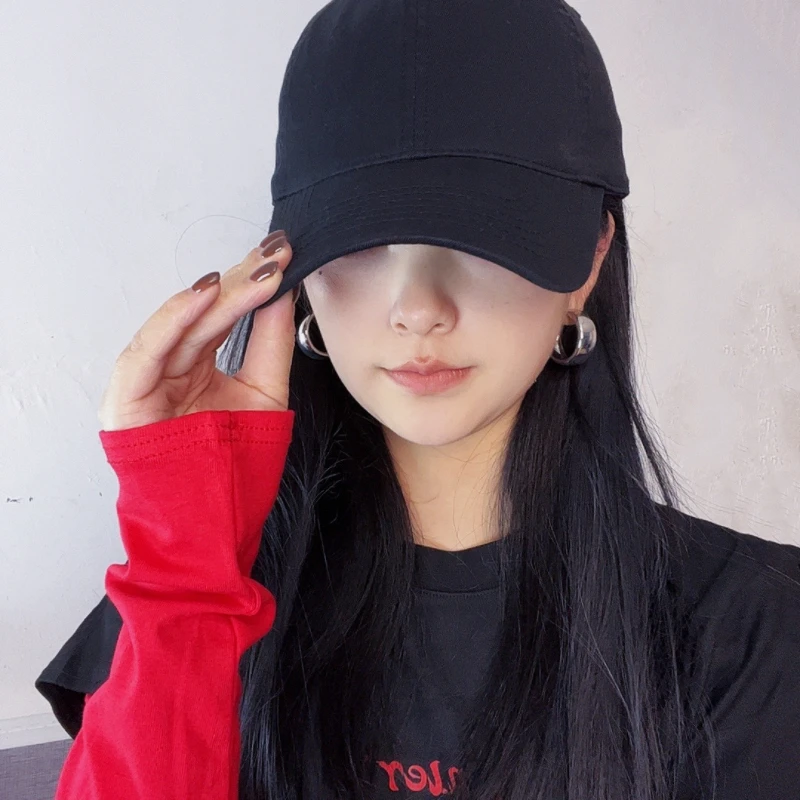 简约纯色净版光面棒球帽子女韩版显脸小光板鸭舌帽休闲百搭大头围