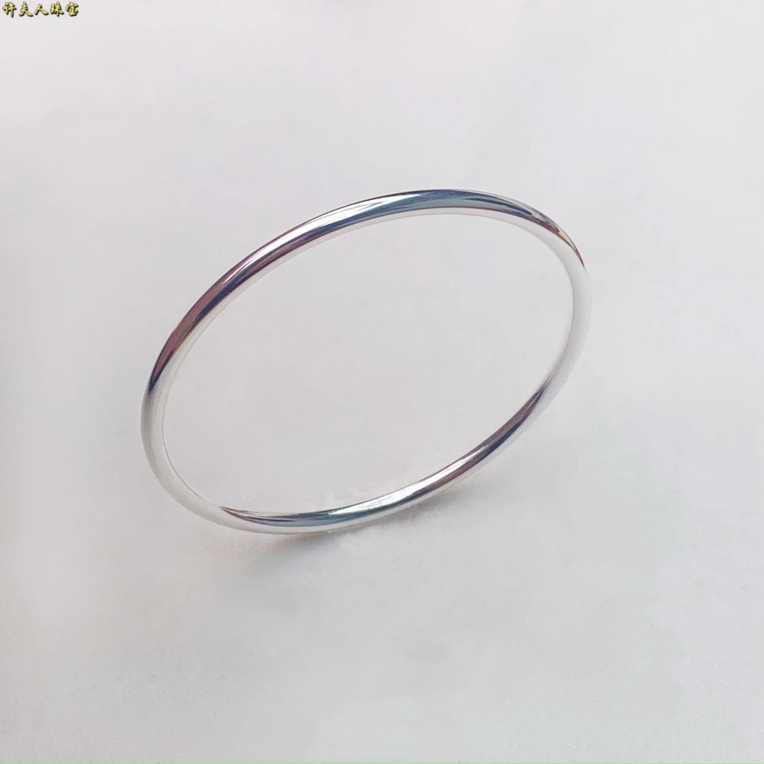 足银手镯 足银999 时尚百搭简约光面 素圈实心闭口手镯