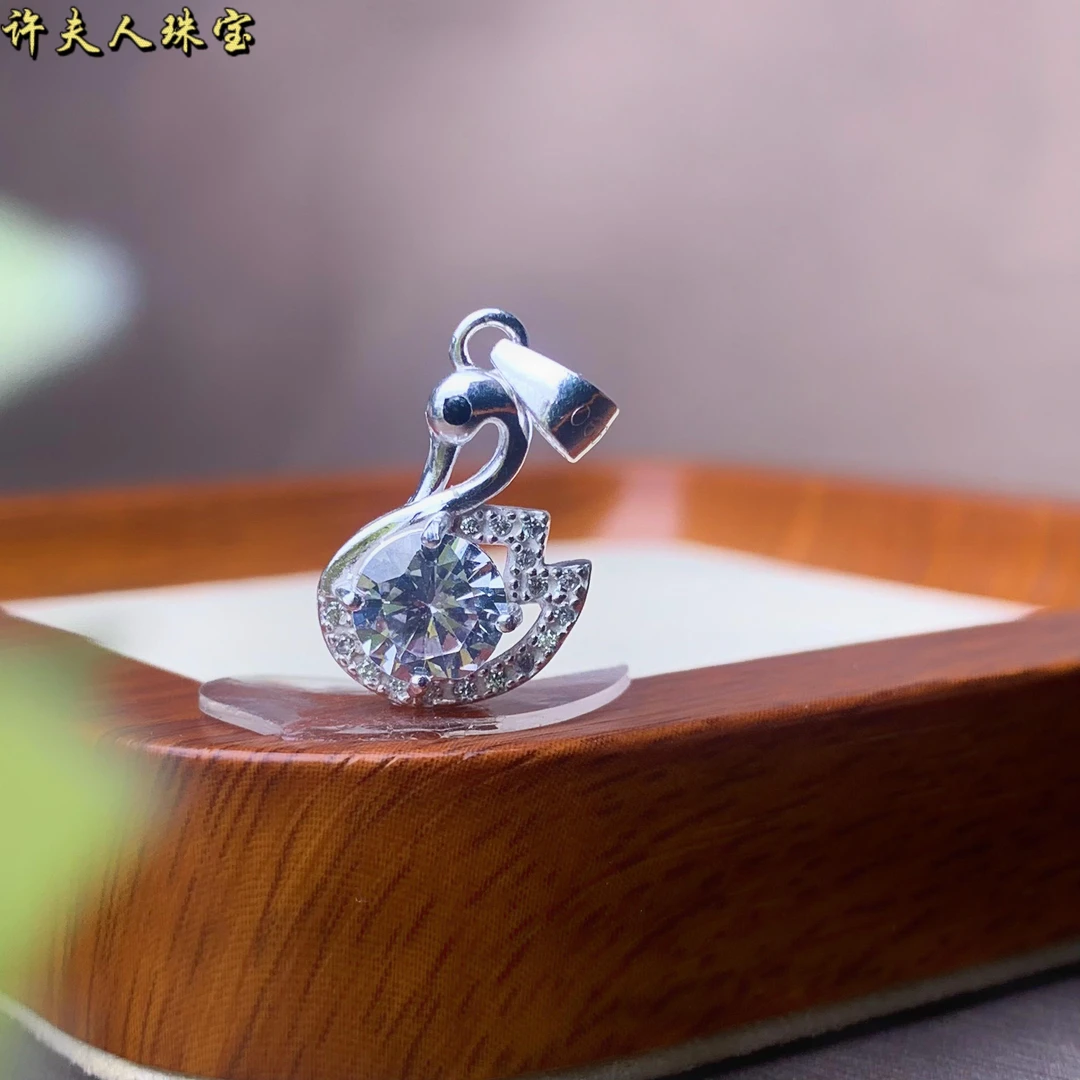 吊坠足银 足银时尚气质轻奢锆石天鹅吊坠