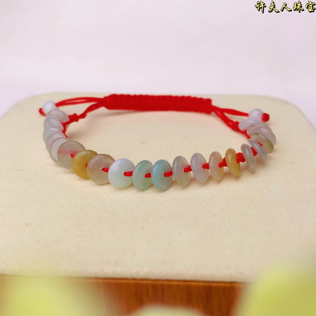 时尚百搭翡翠 多宝平安扣编织红手绳