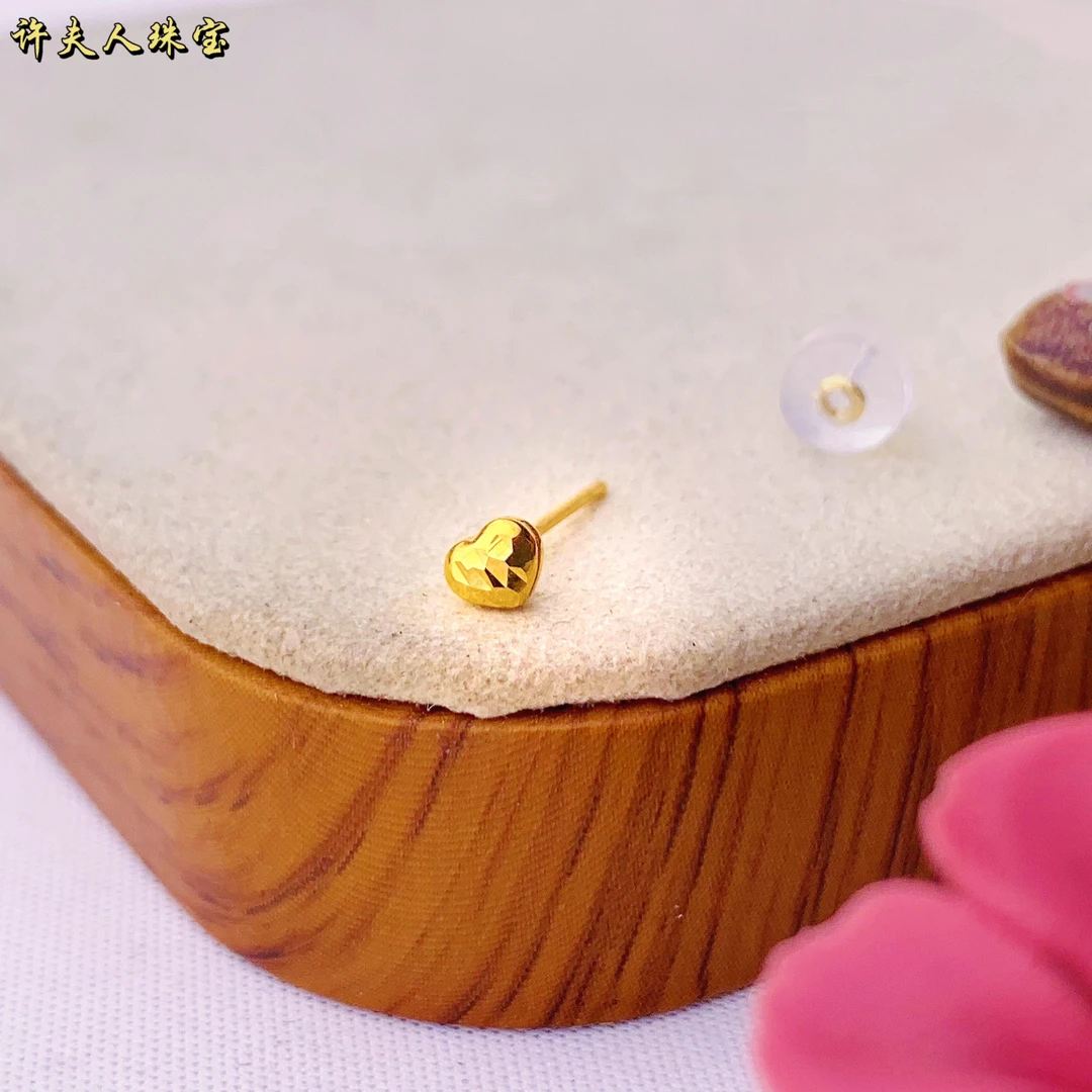 许夫人珠宝AU750时尚气质爱心车花耳钉（单只）  小巧养耳洞
