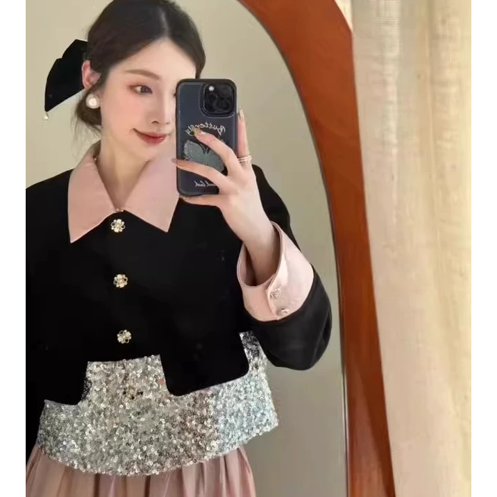 法式小香风套装女气质洋气减龄上衣半身裙宽松显瘦两件套