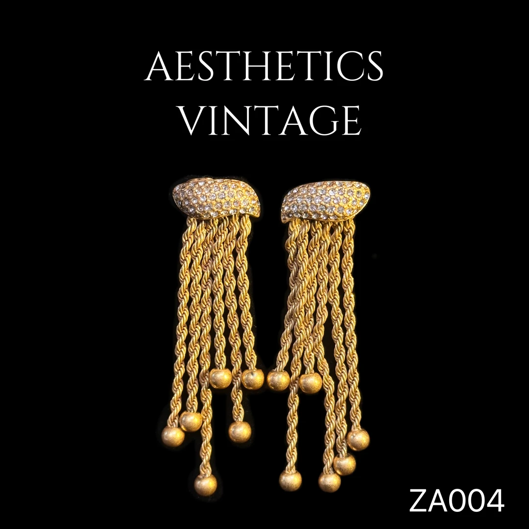 铜合金仿水晶耳饰 ZA004【纤凝】流苏复古耳饰