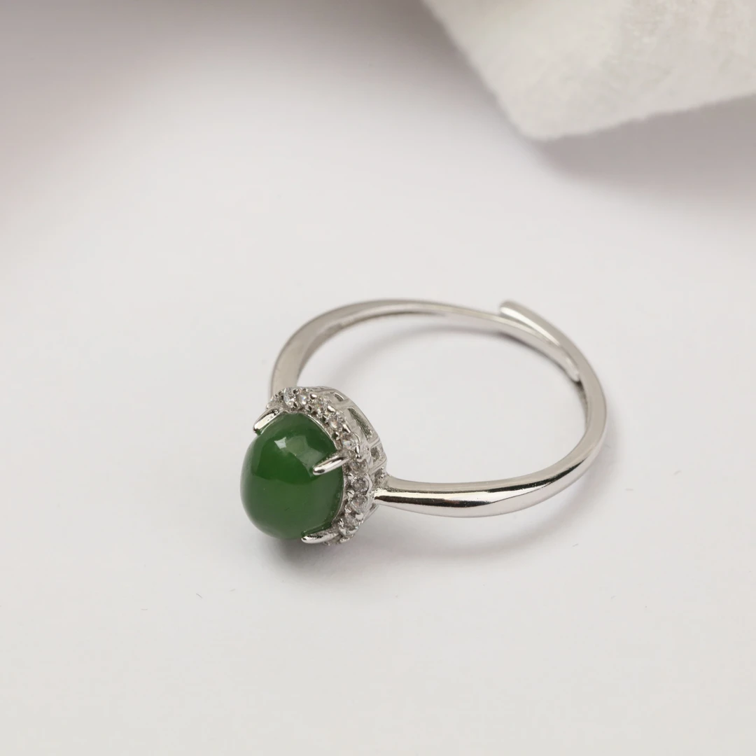 佳言珠宝俄料925银碧玉蛋面戒指PBXCC2330064