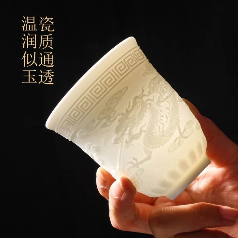 晟翔新品德化白瓷羊脂玉主人杯大容量素烧陶瓷杯大号单杯品茗杯