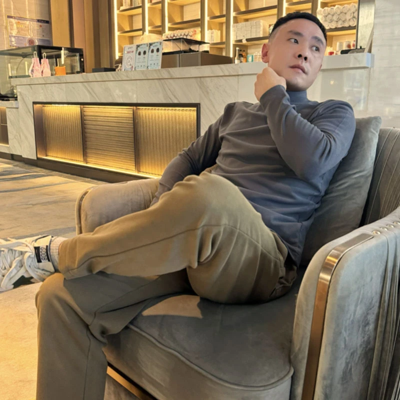 重磅 加厚 半高领双面德绒秋冬磨毛纯色男士保暖长袖纯色 打底衫