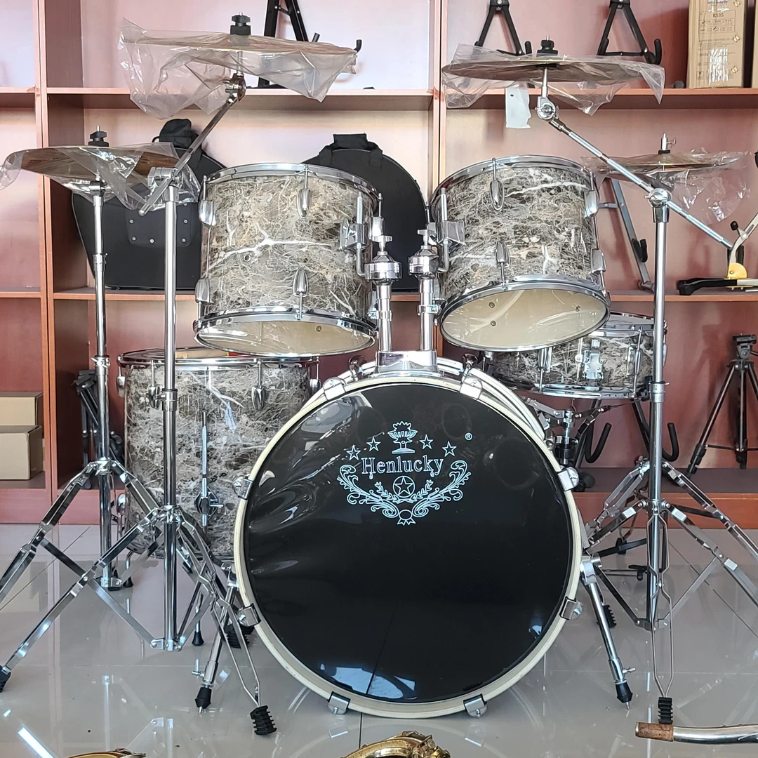 亨韵乐器出口正品五鼓四镲高档架子鼓大理石色专业演奏款鼓