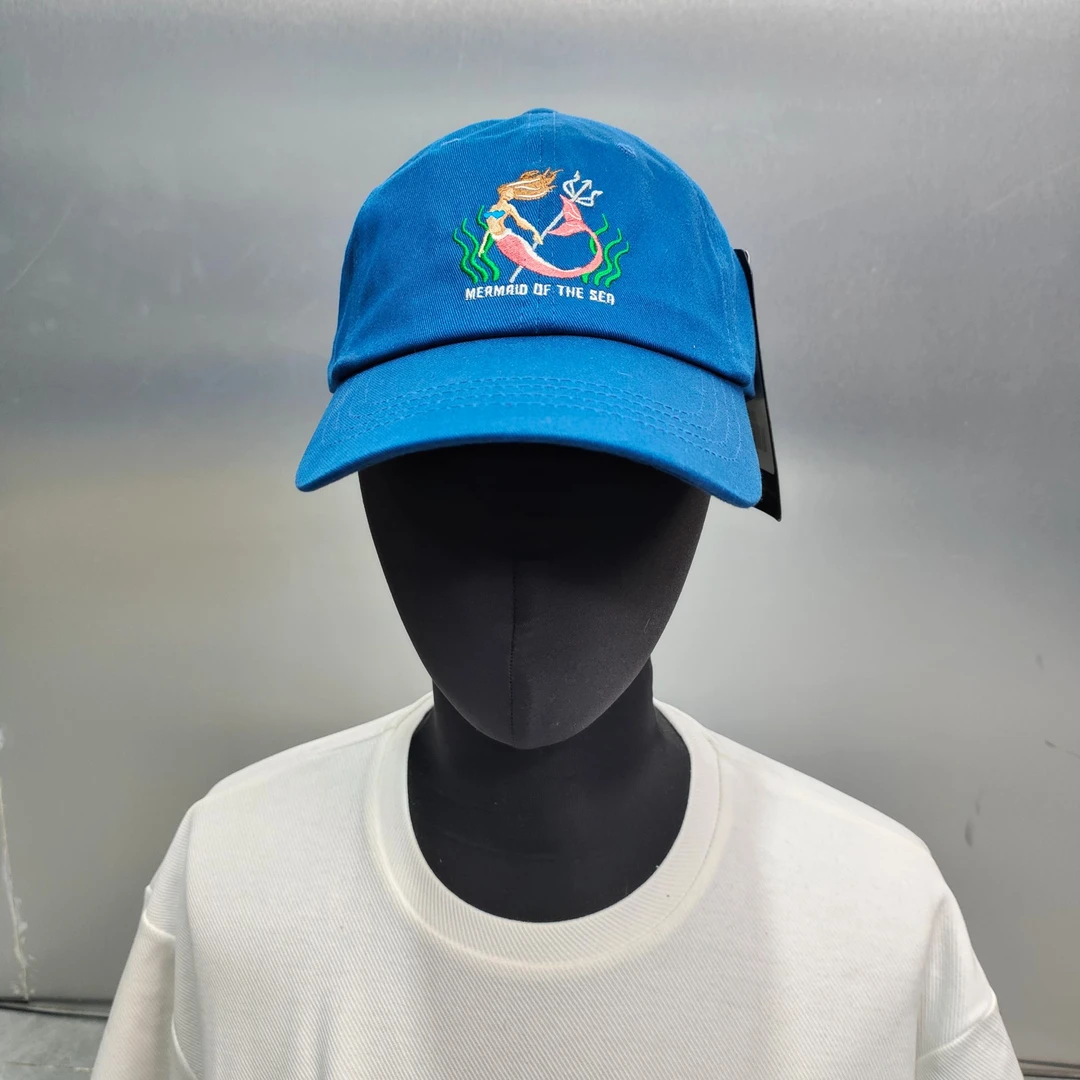 AX-045-ZIM正面美人鱼刺绣印花时尚百搭弯檐帽