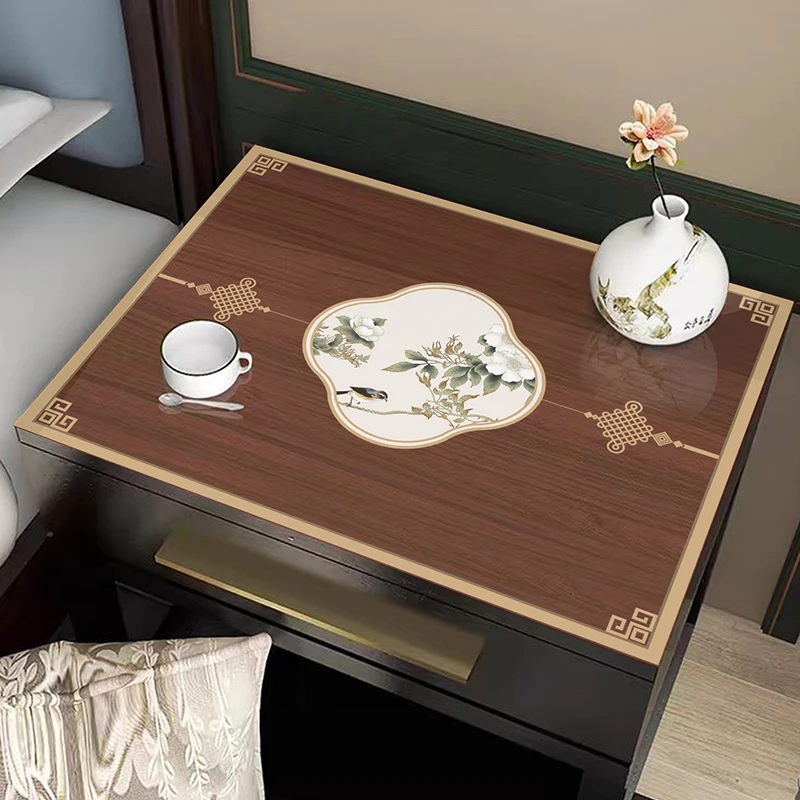 新中式床头柜盖布防水防烫桌布PVC软玻璃透明桌垫边几桌面保护垫