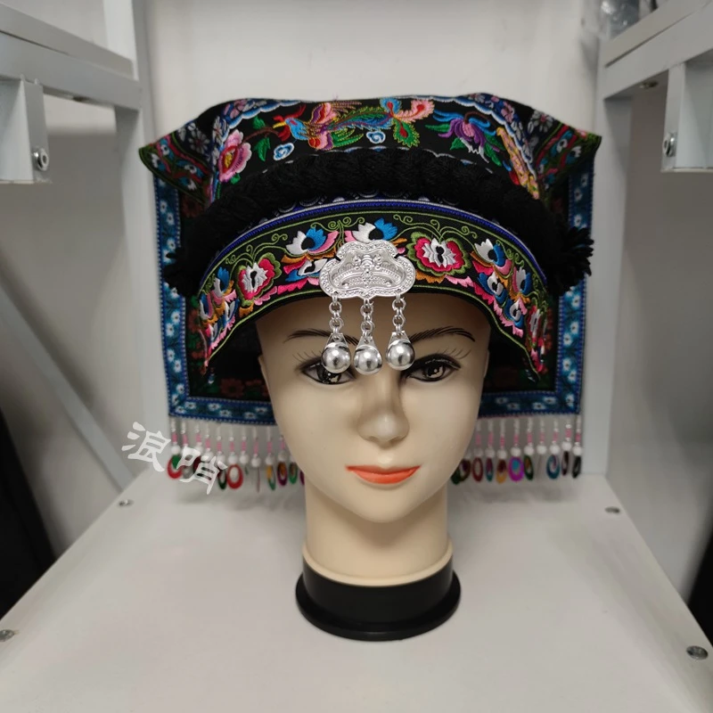布依民族服饰女铃铛款绣花头饰帽子头帕头巾盖头发饰新款原创设计