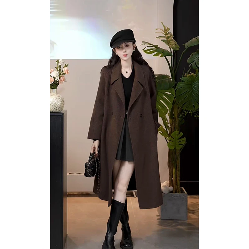 YUANLIANSU/圆脸酥【伦敦旧梦】秋冬新款西装中长款双面呢外套大衣