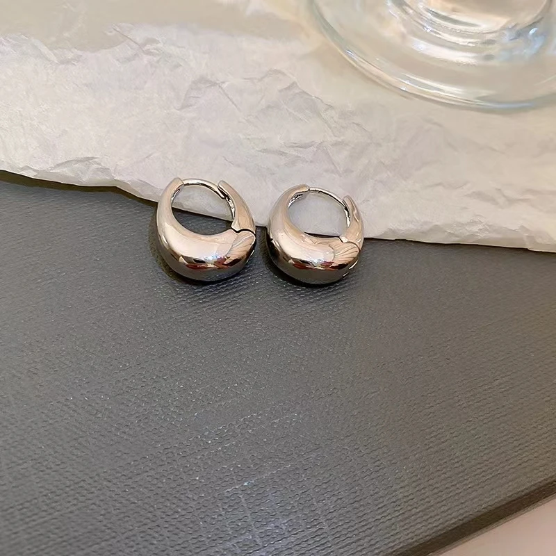 铜合金耳饰 小众简约百搭耳饰个性时尚法式饰品光面素圈耳扣3018