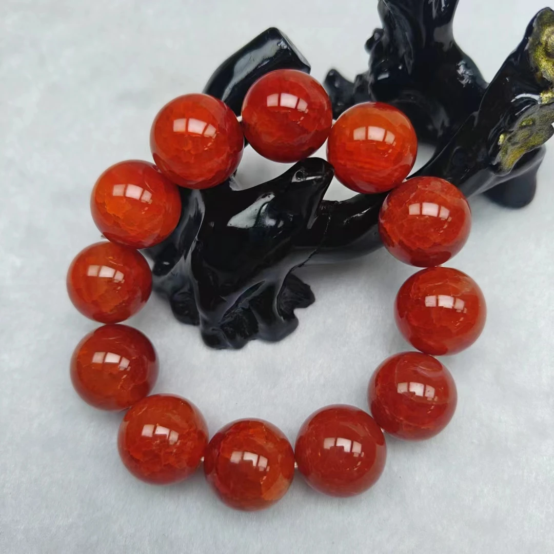 尺寸约18mm12颗龙鳞凤血玛瑙玉石手串