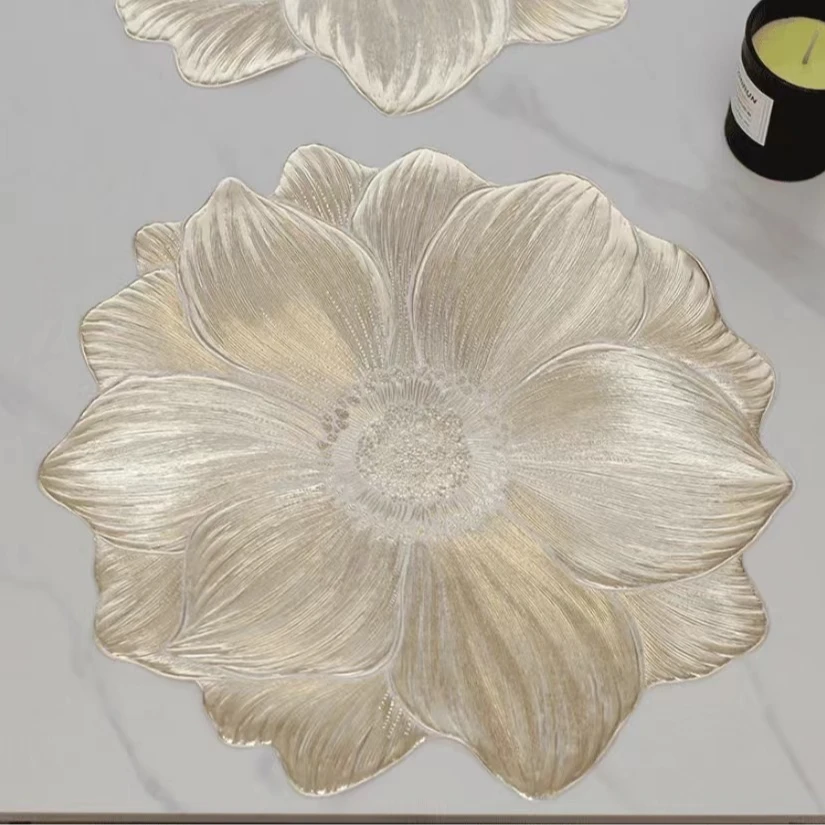 荷花现代简约餐垫防滑装饰垫PVC软桌垫盘垫花瓶垫