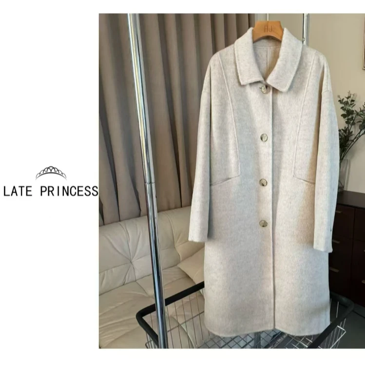 LATE PRINCESS 【三体世界】自制冬装新款高端中长款宽松双面呢大衣