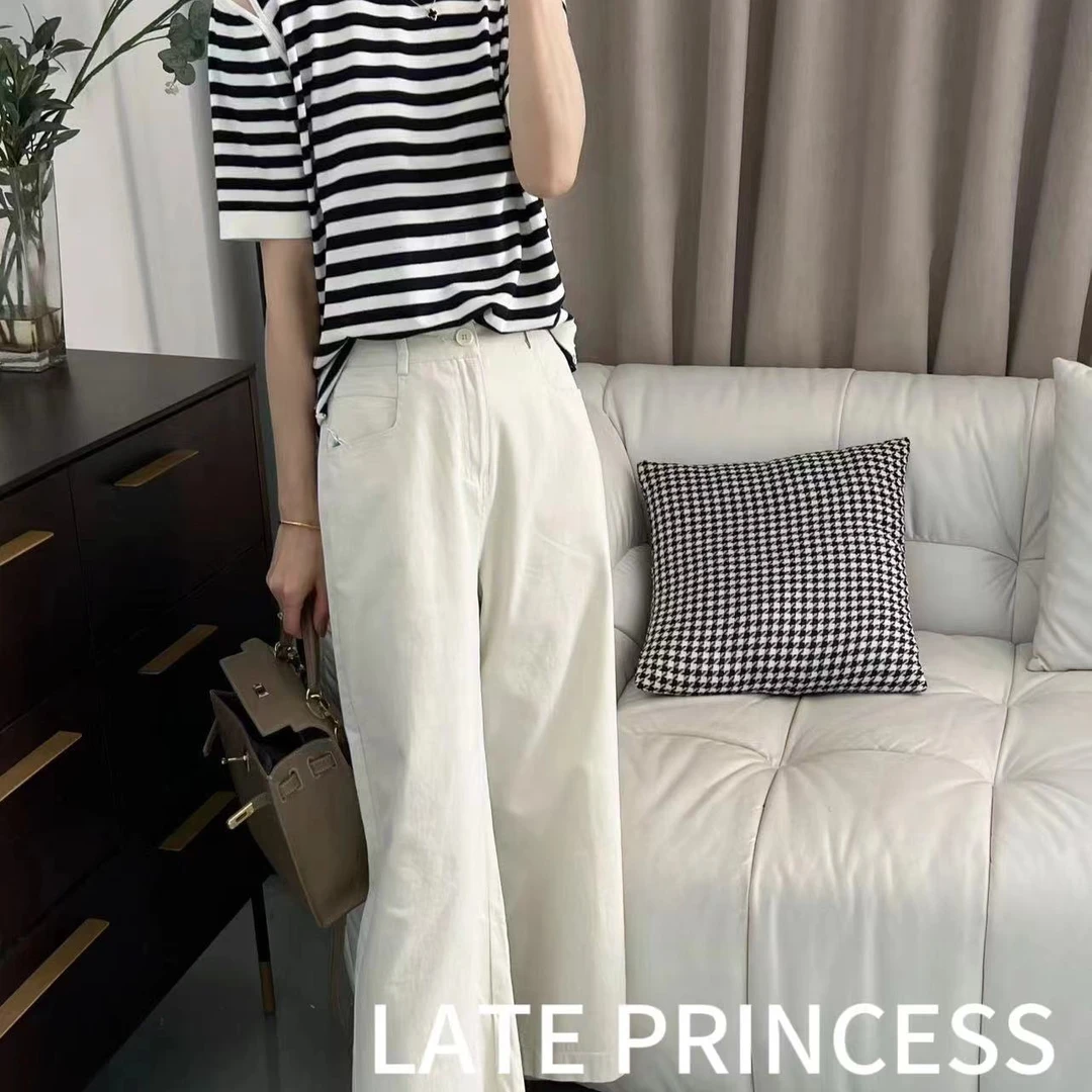 LATE PRINCESS/迟到公主【温柔纸片人】设计感条纹露肩针织上衣