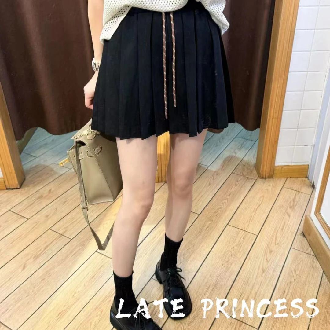 LATE PRINCESS【简约】秋装新品抽绳百褶减龄半身裙