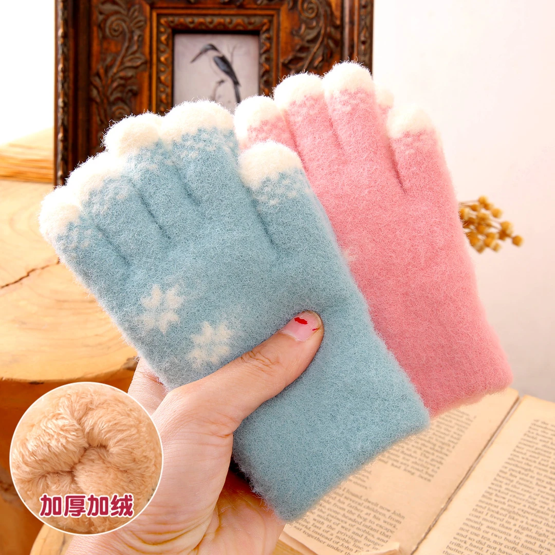 冬季儿童保暖手套宝宝五指小童2-5岁3加厚加绒分指防寒保暖男童女
