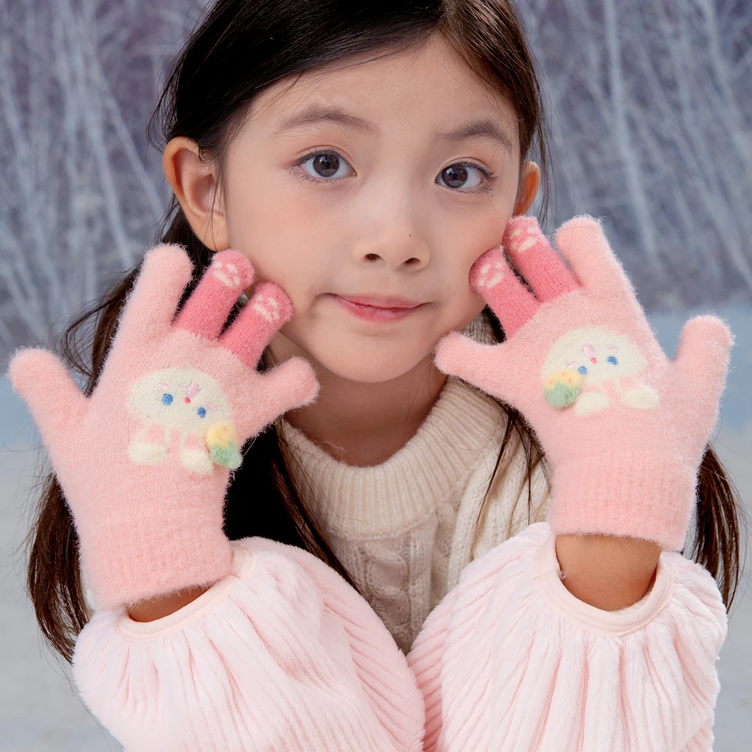 儿童五指手套女童2-4岁3宝宝冬季保暖可爱卡通男孩小童分指全指薄