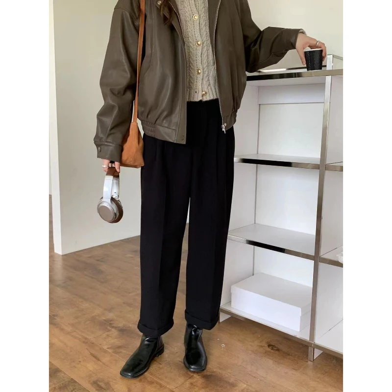 爱丽家新款纯色气质简约显瘦韩版百搭西装西裤60668