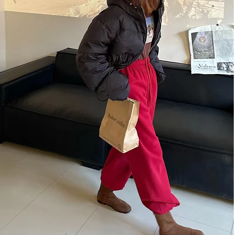 新款气质休闲韩版简约纯色束脚休闲裤WK2421