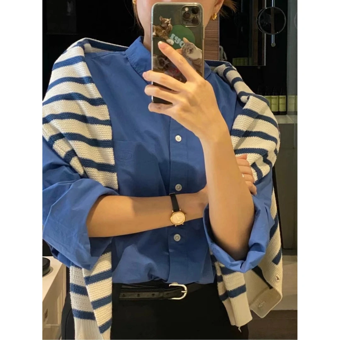 新款纯色休闲气质简约韩版显瘦衬衫DM004