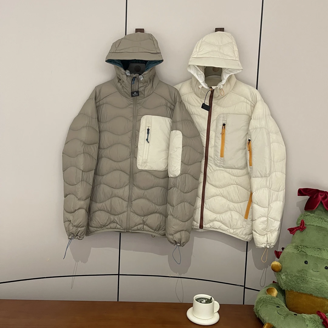 新款气质休闲韩版简约多口袋连帽羽绒服R-018