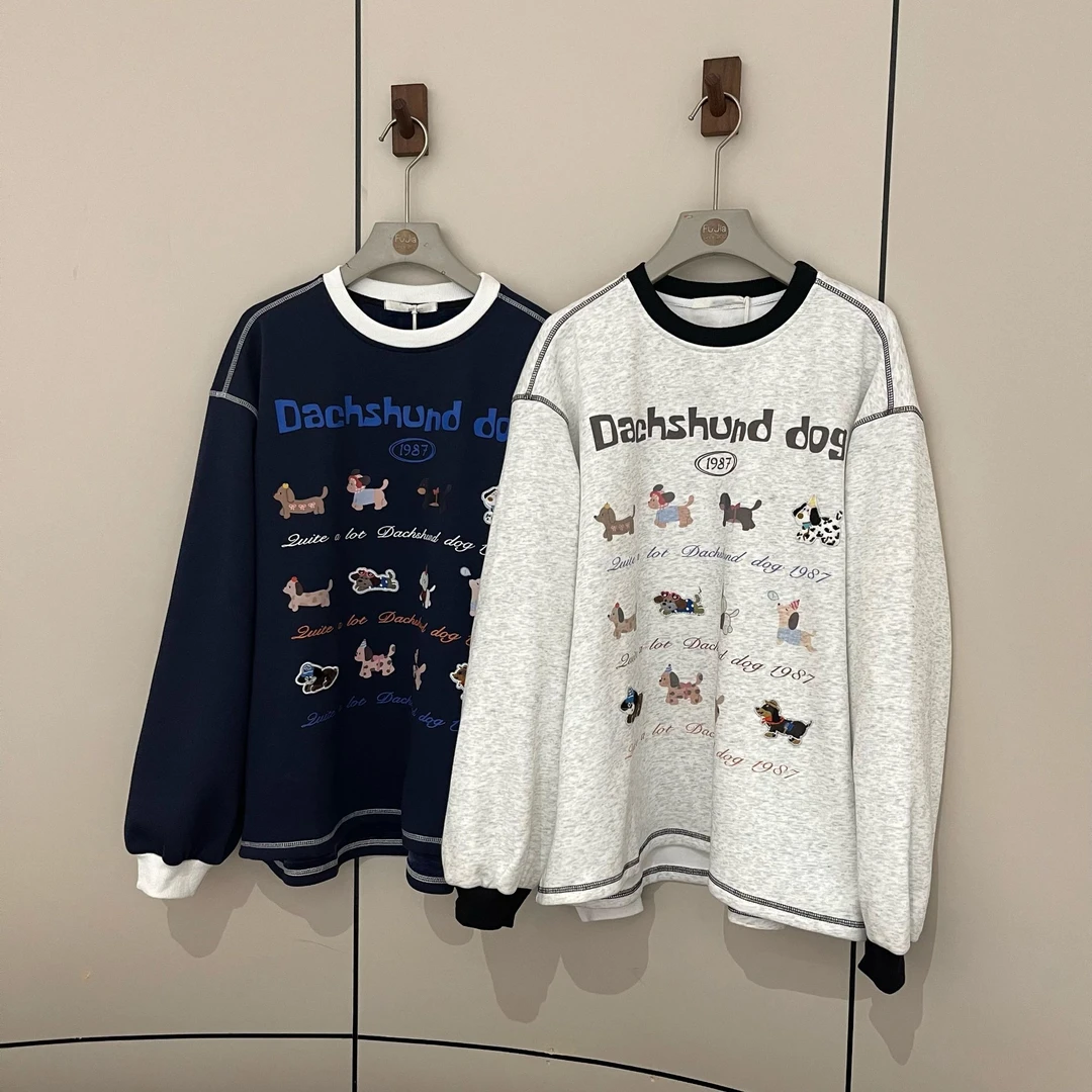 新款气质休闲简约卡通小狗T恤W2688