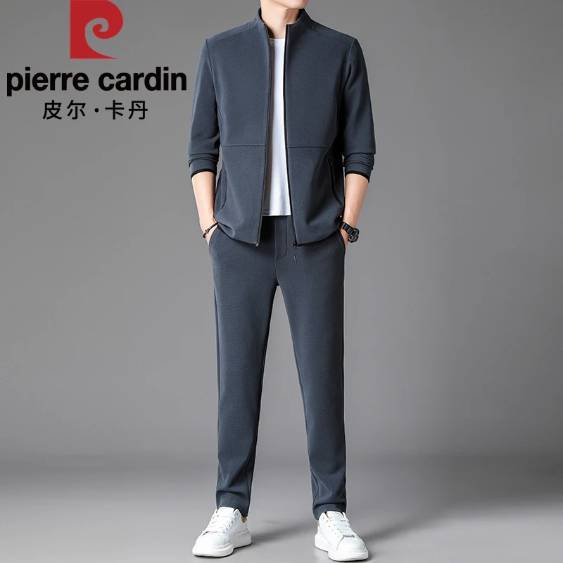 皮尔卡丹正品简约男士两件套2025新款春季立领套装运动服二件套男