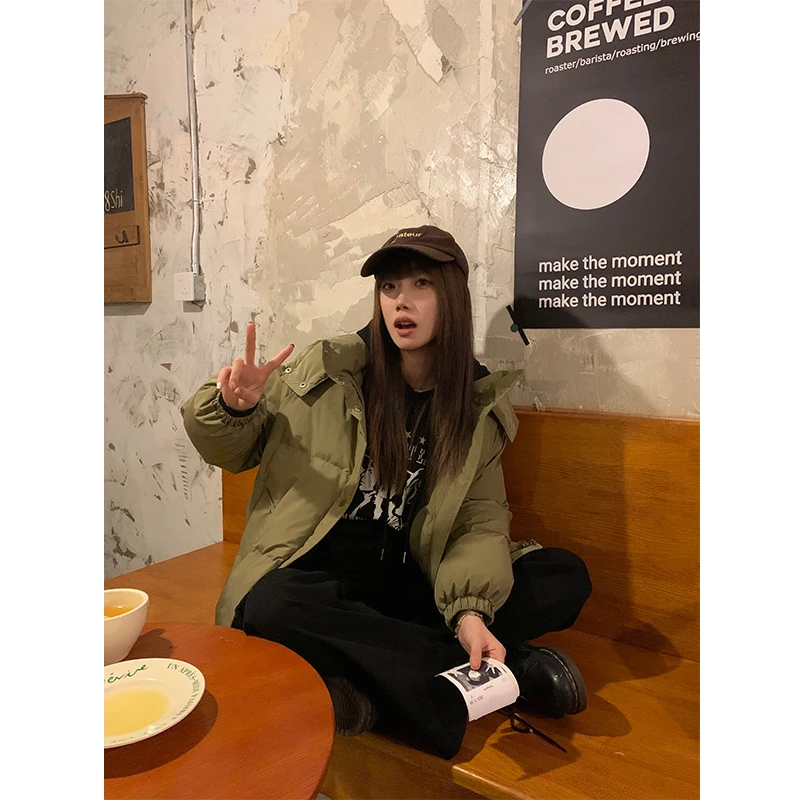 银河汽水 “北欧雪松”基础双色面包棉服女