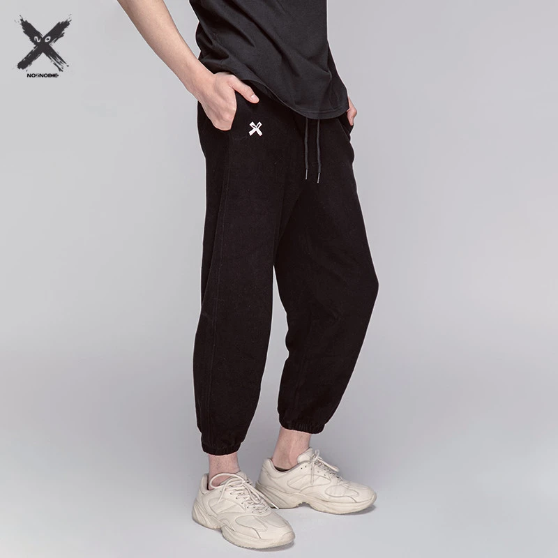 NOZNODIE男女同款 加绒 垂感宽松运动卫裤百搭休闲裤时尚阔腿长裤