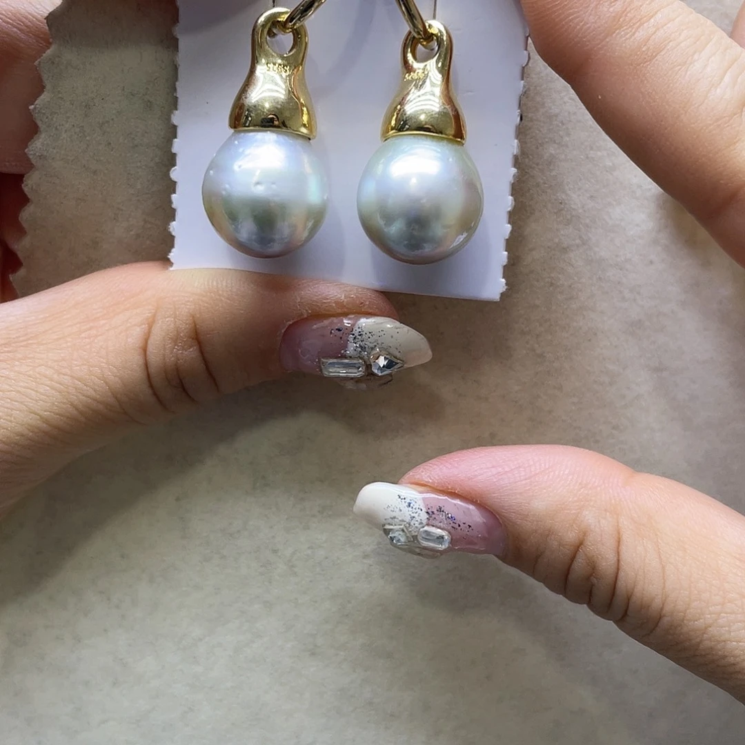 海水珍珠耳饰银S925镶嵌