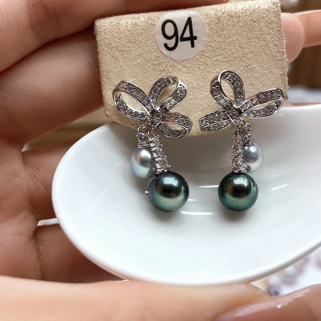 海水珍珠耳饰银S925镶嵌