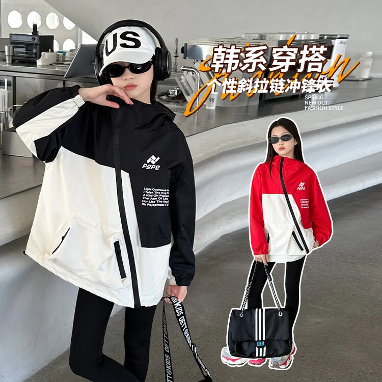 女童风衣2024秋季新款洋气休闲秋装儿童中大童户外冲锋衣外套